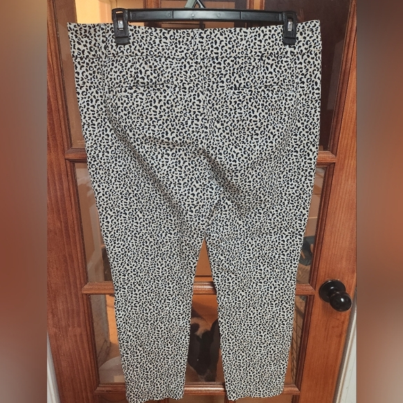 LOFT Black and White Chino Pants with Leopard Print - Picture 2 of 5